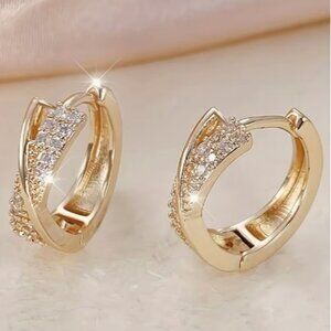 Dainty Golden-Plated Huggie Hoop Earrings with CZ - NEW